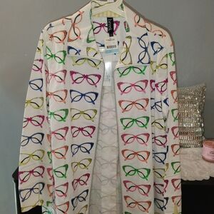 Levi's White Blazer with Colorful Glasses Print